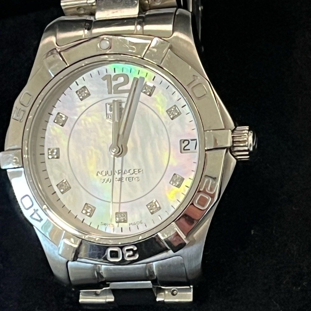 AUTHENTIC TAG HEUER SS Aquaracer Mother of Pearl Diamond Dial 32MM Watch - Picture 10 of 16